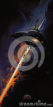 Defiant Firefly: A Fiery Journey through the Crimson Skies Stock Photo