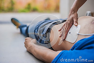 Defibrillator electrodes Stock Photo