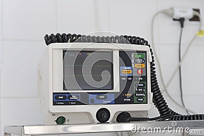 Defibrillator, medical equipment used in advanced life support in ICU in hospital Stock Photo