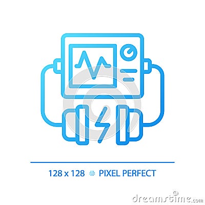 Defibrillator pixel perfect gradient linear vector icon Vector Illustration