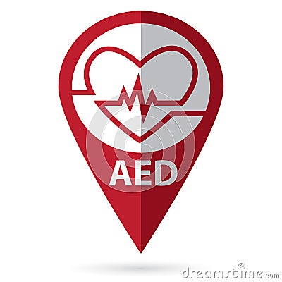 Defibrillator symbol with location icon Vector Illustration