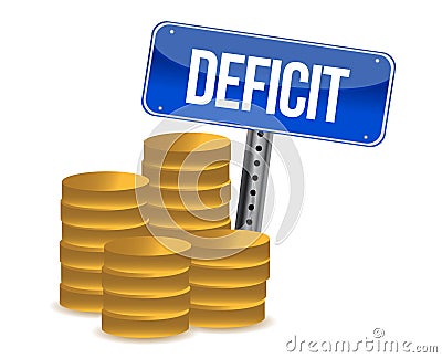 Deficit and coins Cartoon Illustration