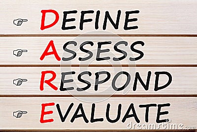 Define Assess Respond Evaluate DARE Stock Photo