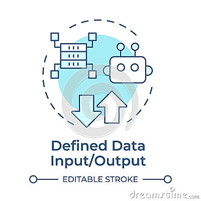 Defined data input and output soft blue concept icon Vector Illustration