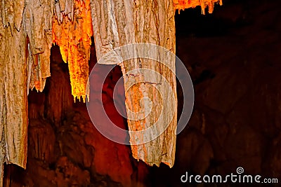 Definitely worth seeing, for the beauty of the stalactites and stalagmites at Dim Cave of Alanya. Stock Photo