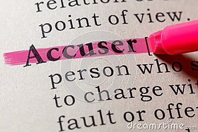 Definition of accuser Stock Photo