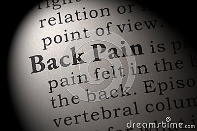 Definition of Back Pain Stock Photo