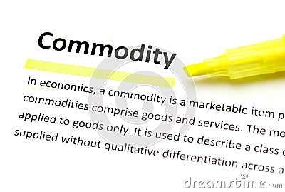 Definition of commodity Stock Photo