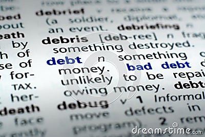 Definition of Debt Stock Photo