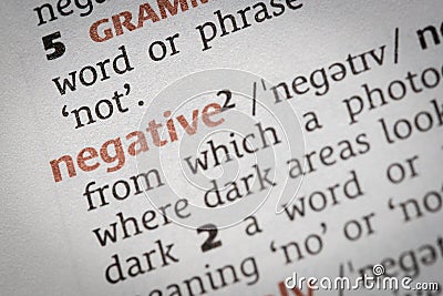 Definition of the dictionary word negative Stock Photo