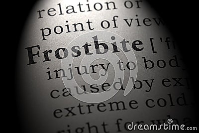 Definition of frostbite Stock Photo