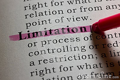 Definition of limitation Stock Photo