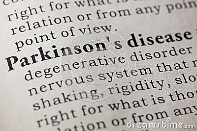 Definition of Parkinson`s disease Stock Photo