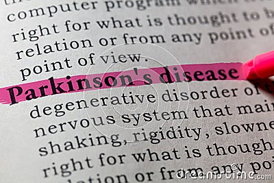 Definition of Parkinson`s disease Stock Photo