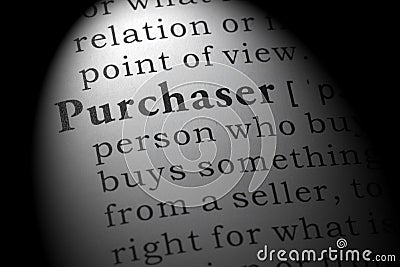 Definition of purchaser Stock Photo