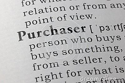 Definition of purchaser Stock Photo