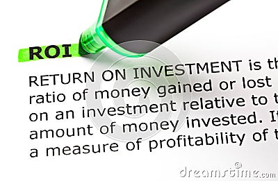 Definition Of Return On Investment ROI Stock Photo