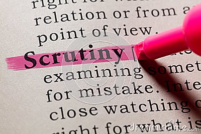 Definition of scrutiny Stock Photo