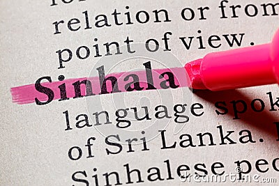 Definition of Sinhala Stock Photo