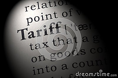 Definition of tariff Stock Photo