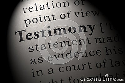 Definition of testimony Stock Photo