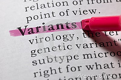 Definition of variants Stock Photo