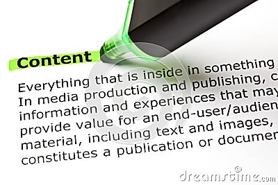 Definition Of The Word Content Stock Photo
