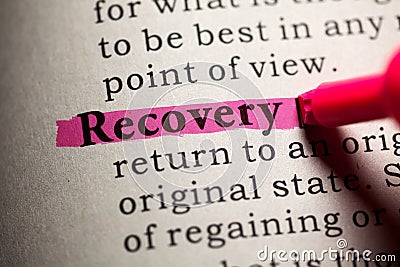 Definition of the word recovery Stock Photo