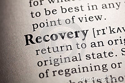 Definition of the word recovery Stock Photo