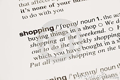 Definition word shopping in dictionary Stock Photo
