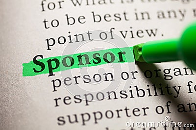 Definition of the word sponsor Stock Photo