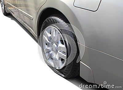 Deflated Tire Stock Photo