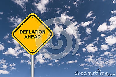 Deflation ahead signpost Stock Photo