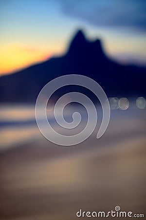 Defocus Rio de Janeiro Brazil Sunset Silhouette Two Brothers Mountain Ipanema Stock Photo