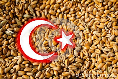 Defocus Russian-Ukrainian grain deal. Turkey flag. High grain price, wheat shortage and food crisis concept. Block ports Stock Photo