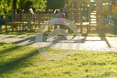Defocused and blurred image for background children`s playground,activities at public park Stock Photo