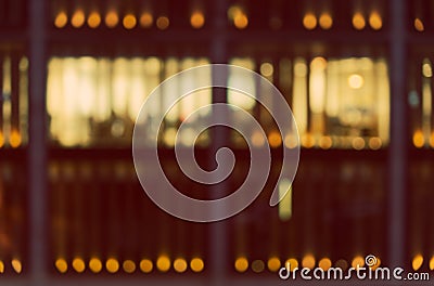 Defocused, blurred urban background, reflection in office windows at night Stock Photo