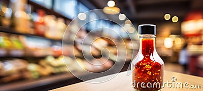 Defocused bokeh background of unlabeled product on store shelf with abstract product display concept Stock Photo