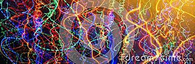 Defocused colorful abstract lights background. Motion of blur light. Nice background on the theme of disco, pop, trance music and Stock Photo