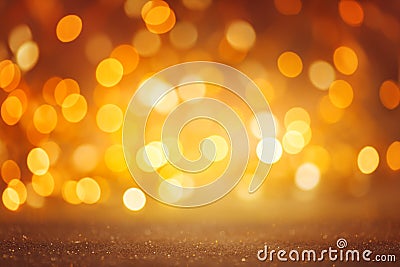 Defocused golden Christmas bokeh background. Sparkle abstract shiny festive texture Stock Photo