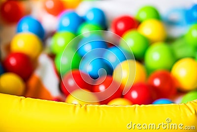 Close up blurred ball pit for kids Stock Photo
