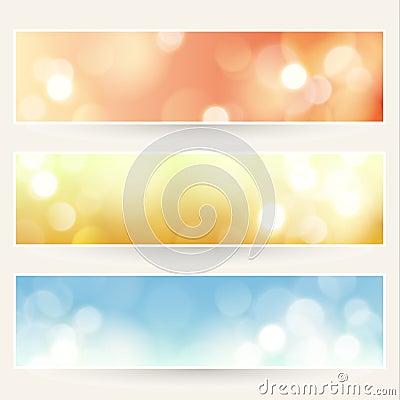 Defocused lights backgrounds set Vector Illustration