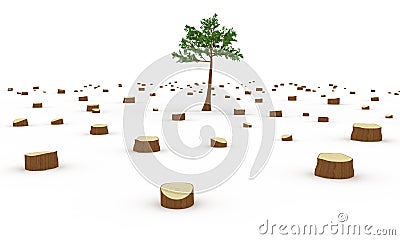 Deforestation concept Cartoon Illustration