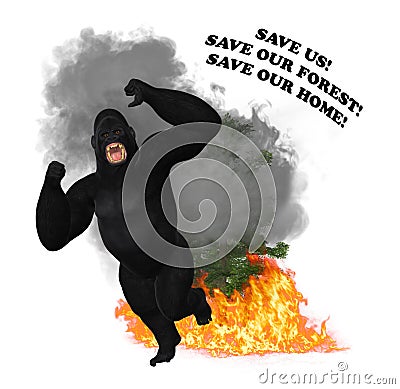 Deforestation Fire Forest Saving Wildlife Animal Illustration Stock Photo