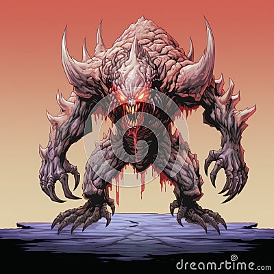 Evil Demon: Detailed Comic Book Art In Snes Jrpg Style Cartoon Illustration