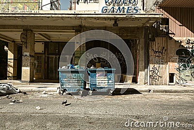 Degraded and dirty area in Athens, Greece. Stock Photo