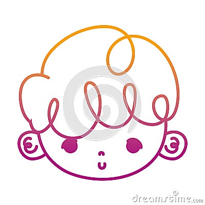 Degraded line nice boy head with curly hair Vector Illustration