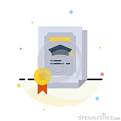 Degree, Achievement, Certificate, Graduate Abstract Flat Color Icon Template Vector Illustration