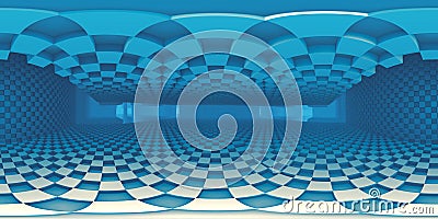 360 degree alien labyrinth, abstract maze background, equirectangular projection, environment map. HDRI spherical panorama Cartoon Illustration