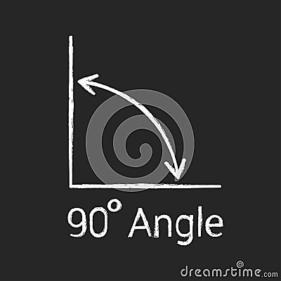 90 degree angle chalk icon, isolated icon with angle symbol and text Vector Illustration